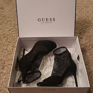 Black Guess peep toe high heel, zip back size 5